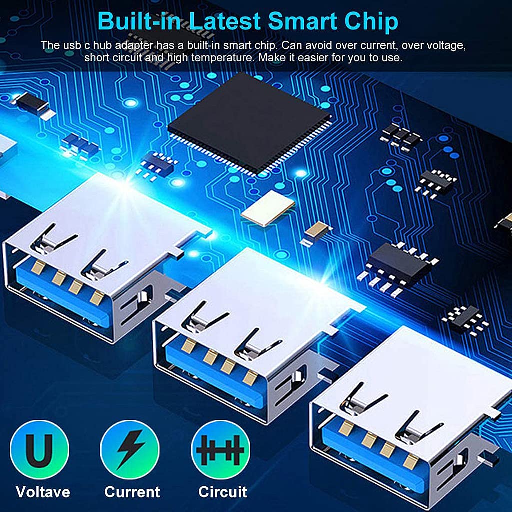 Verilux USB Hub 3.0 featuring 4 in 1 ports for PC and laptop with 5Gbs transfer speed | plug and play
