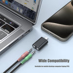 Verilux USB C Sound Card for Stereo Audio and Mic Use | 3.5mm Adapter 3PCS Set