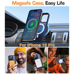 ZORBES® Phone Case for iPhone 15 Pro Anti-Scratch Rubber Framed Phone Cover with Metal Button Cover, Magnet Ring Design Compatible with MagSafe Full Protection Phone Case for iPhone 15 Pro 6.1", Blue