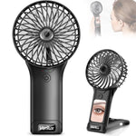 Verilux Hand Fan for Women with Hidden Makeup Mirror and 4 Speed Brushless Motor | 20Hr Rechargeable Portable Fan