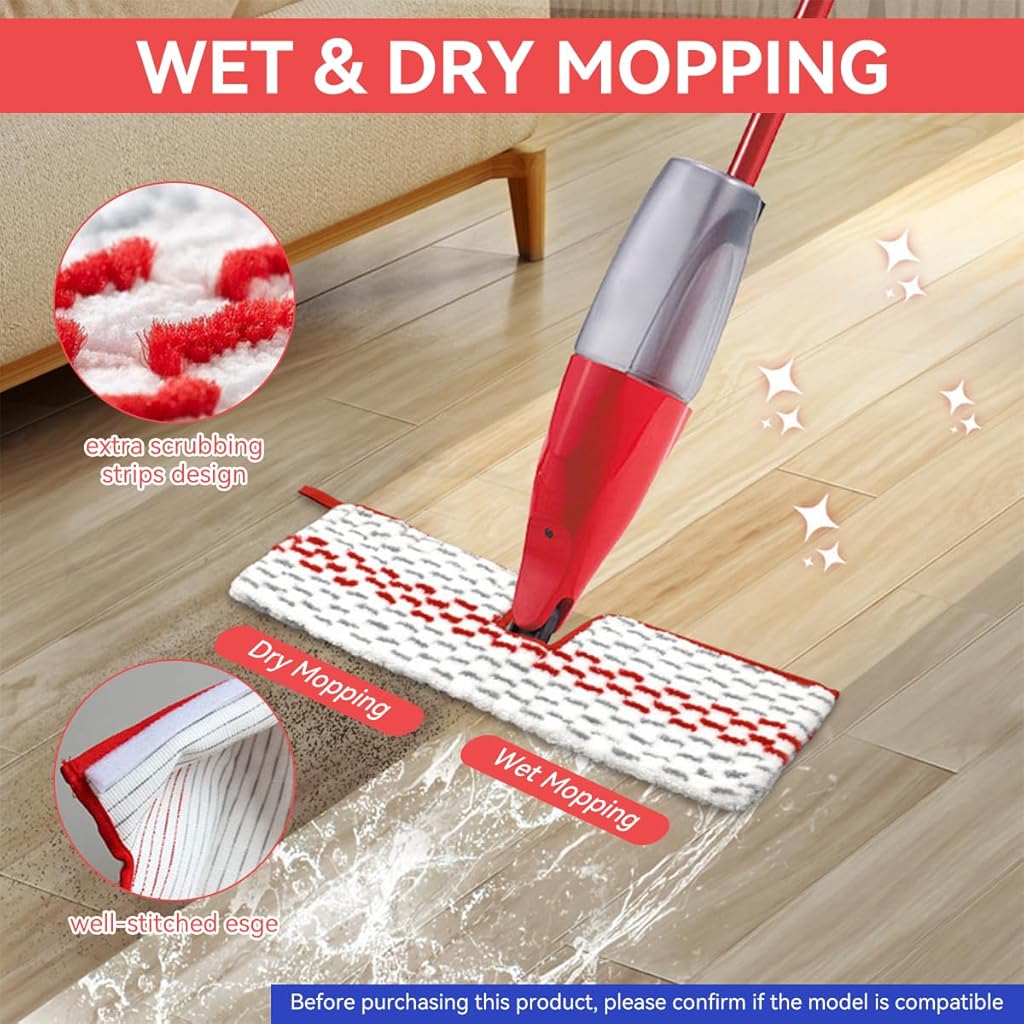 Verilux® 4Pcs Replacement Mop Cloth for O-Cedar ProMist MAX Spray Double Sided Microfiber Mop Pads Washable and Reuseable Wet Dry Use Replacement Mop Pads Spare Mop Cloth