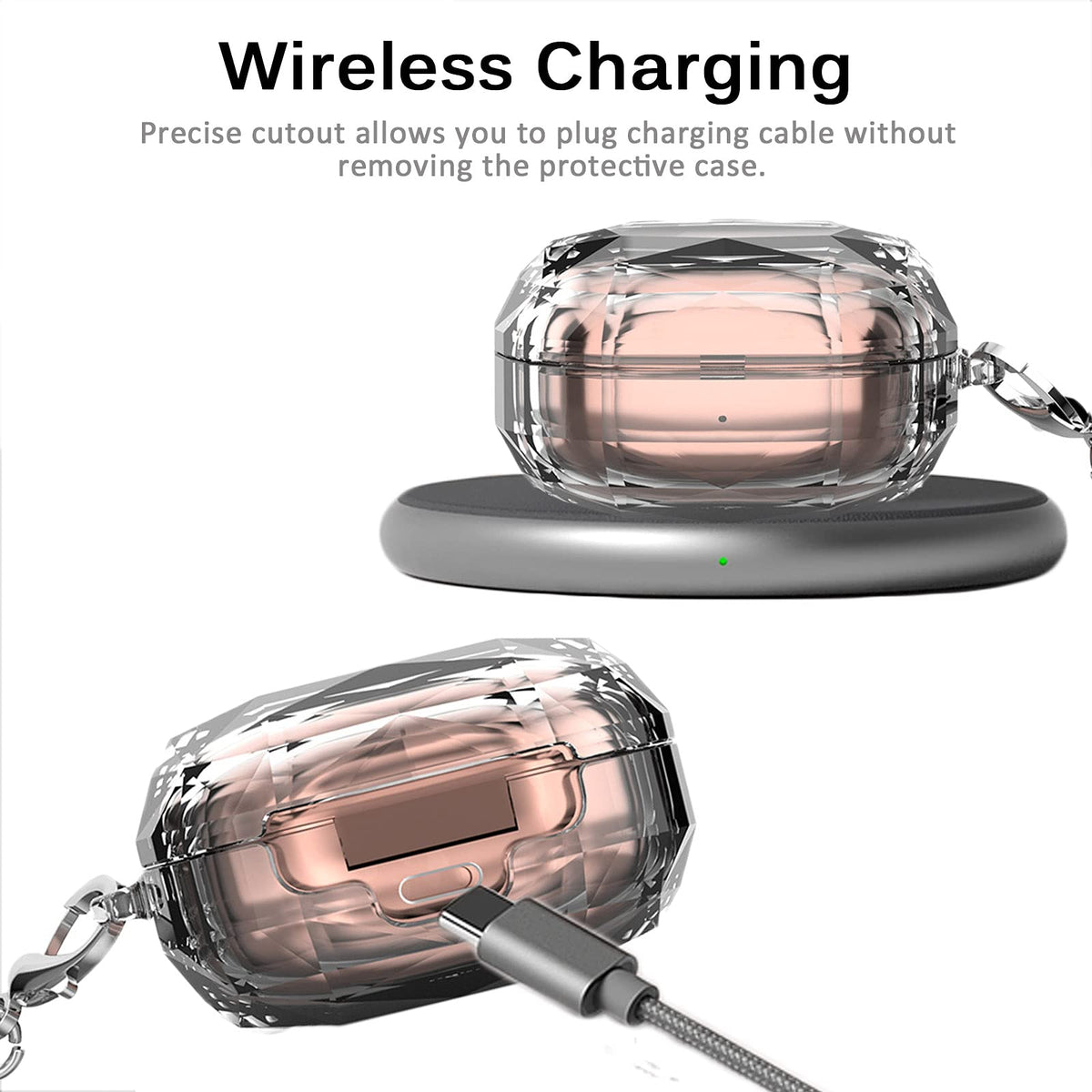 ZORBES® Fashion Hard Protective Cover for Samsung Galaxy Buds Pro(2021),Galaxy Buds 2,Galaxy Buds Live (2020),Shockproof for Creative Geometric Diamond Cut Design(Transparent) (Transparent)