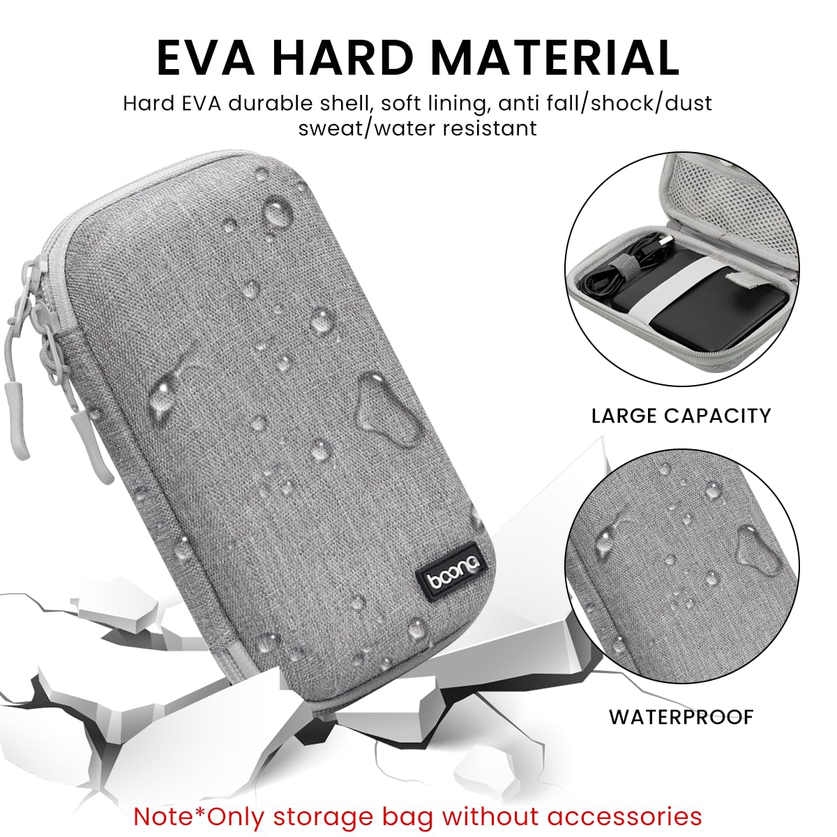 ZORBES® Carrying Case for Seagate WD2.5 inch, Portable Hard Drive Bag for Seagate WD2.5 inch, Storage Case for Solid State Drive EVA Waterproof Storage SSD Travel Bag Accessory Bag, No SSD Included