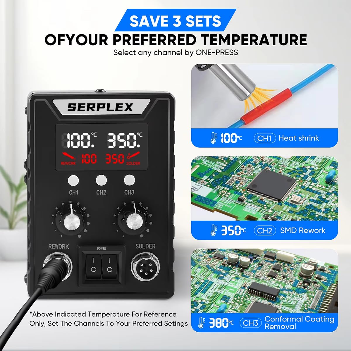 Serplex 700W 2-in-1 SMD Rework Hot Air Gun Soldering Station