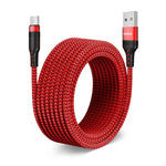 Verilux Type C Charging Cable for iPhone 15 featuring 16.4ft nylon braid and 480Mbps speed | red