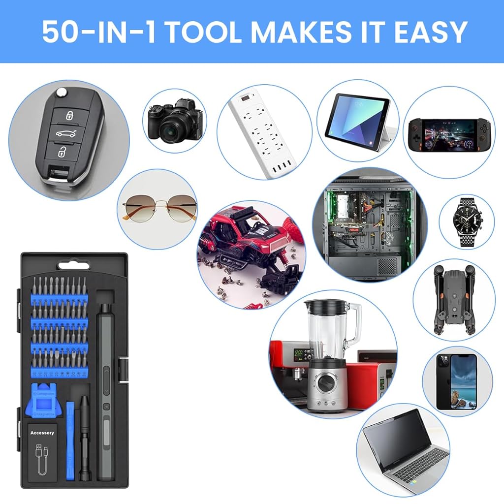 ZORBES® Mini Electric Screwdriver Precision Mini Electric Screwdriver with 40 Bits & Tools Cordless Screwdriver with LED,