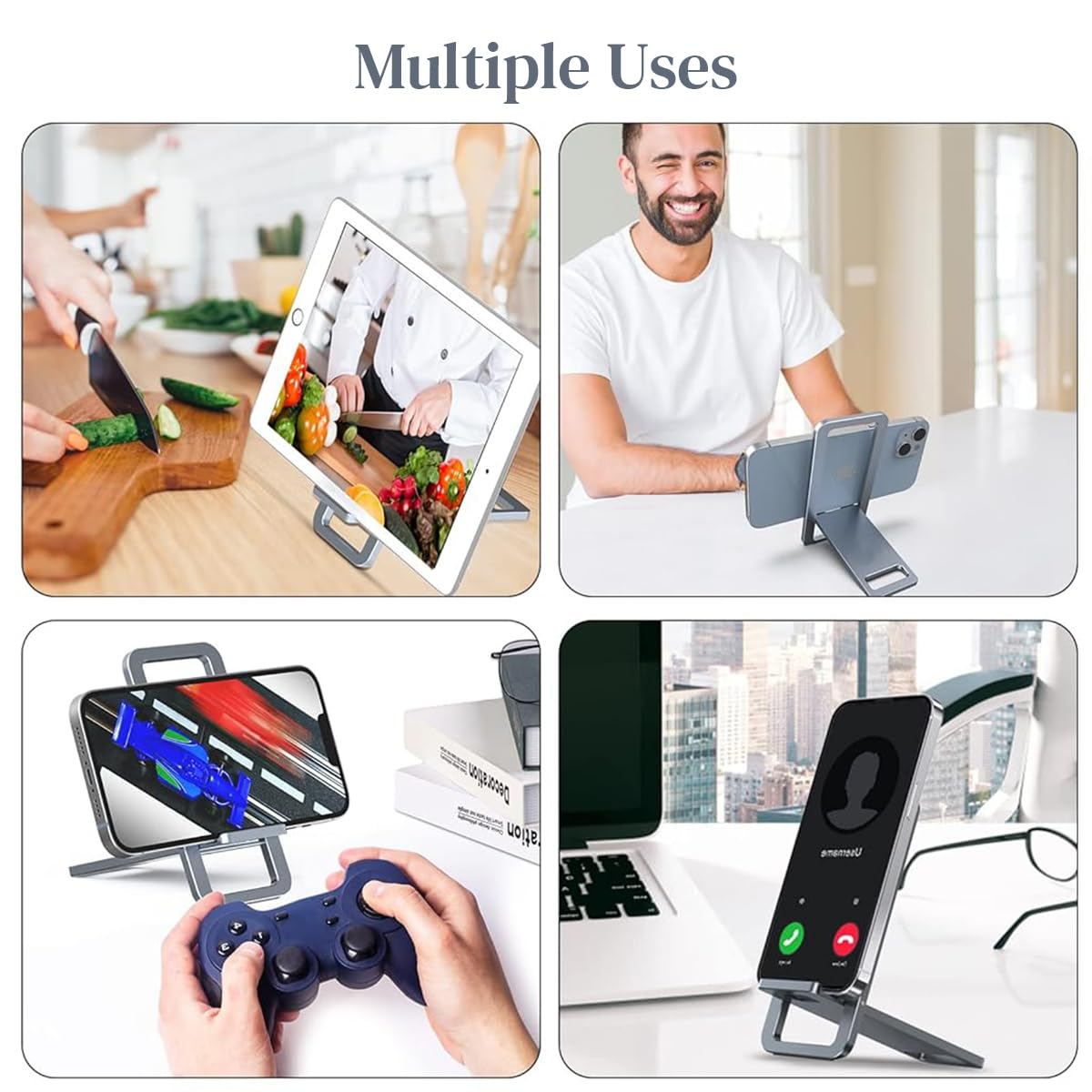 ZORBES® Cell Phone Stand, Folding Aluminum Mobile Phone Holder Bracket for Desk Portable Travel Holder Office Desk Accessories Compatible with iPhone/Samsung S22 S21 A53