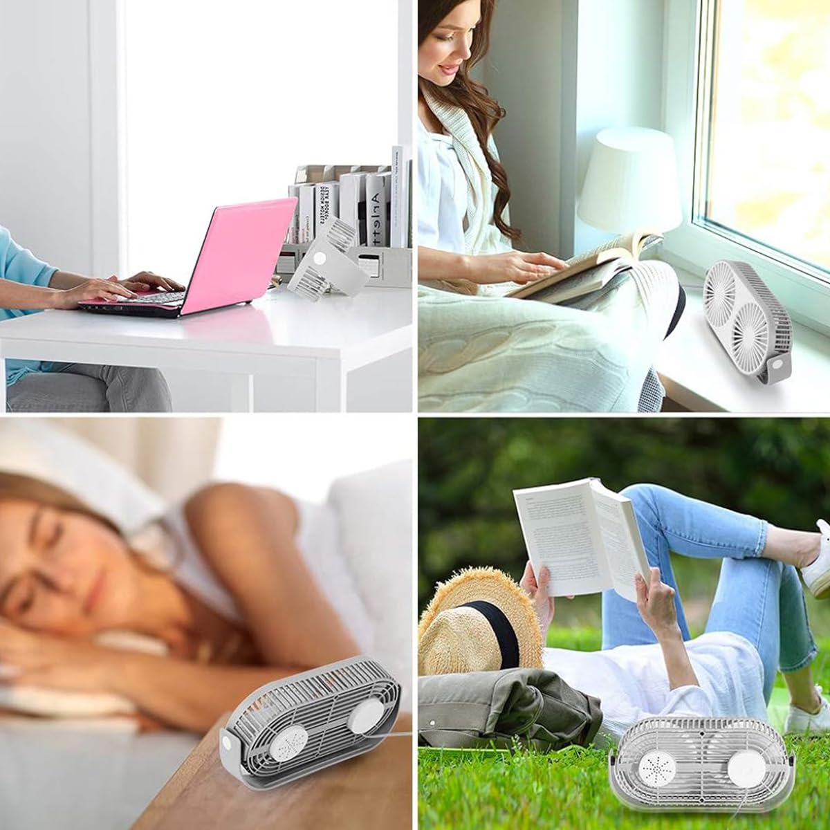 Verilux Table Fan for Home and Office with Dual Fan Aromatherapy Design | 26×15×5 cm Portable USB Cooling