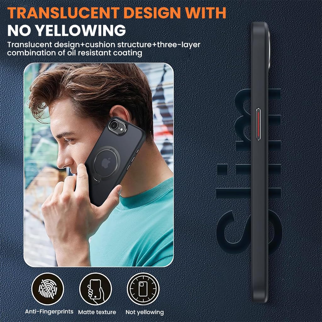 ZORBES® Compatible with iPhone 16E Phone Case for 16E Magnetic Phone Case with 360 ° Rotatable Kickstand Phone GripAnti-scratch Protective Phone Case for Lastest iPhone, SupportWireless Charging