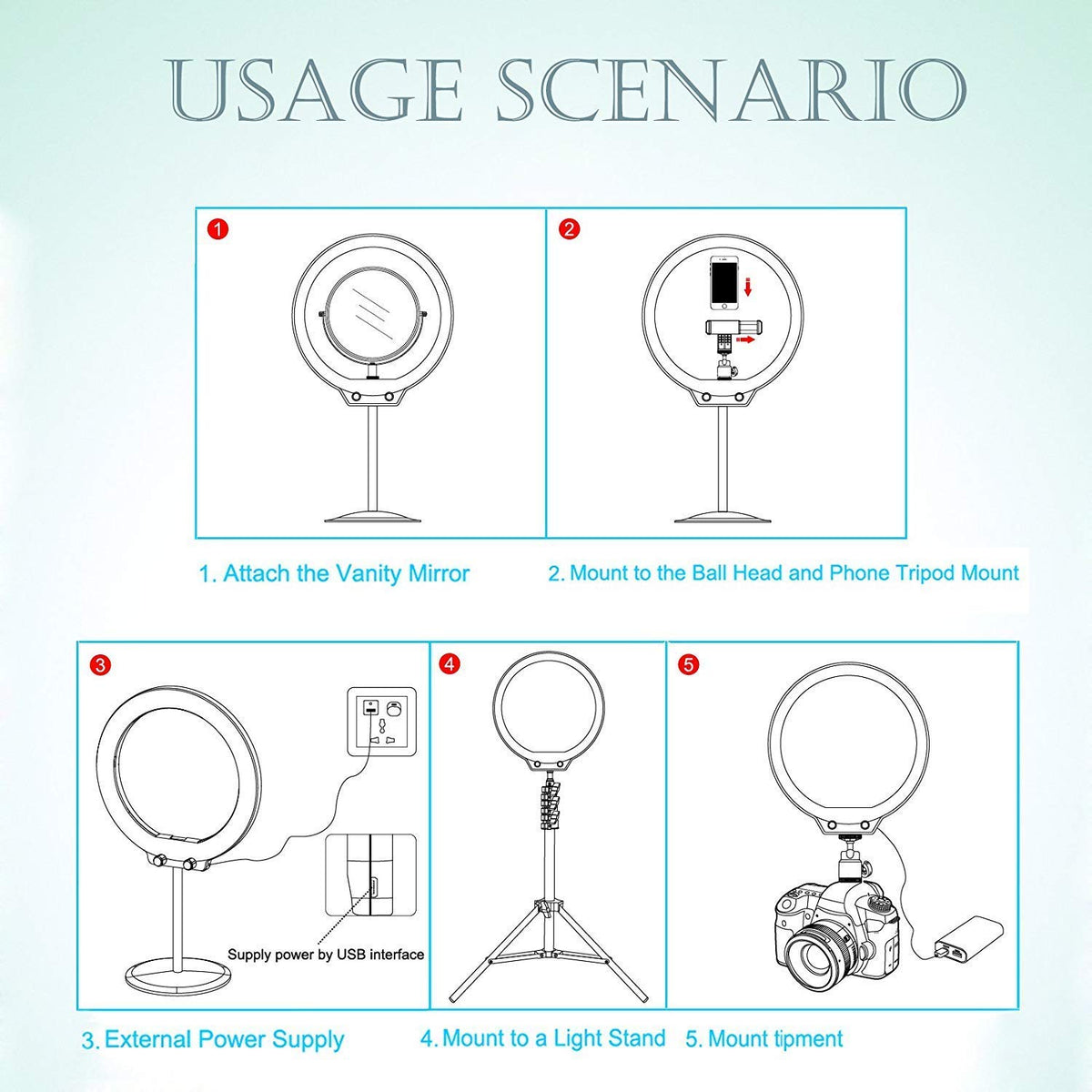 Zeitel® Smartphone Live Ring Light Multi-Functional Photography Fill Light Desktop Beauty Light for Selfie (White)