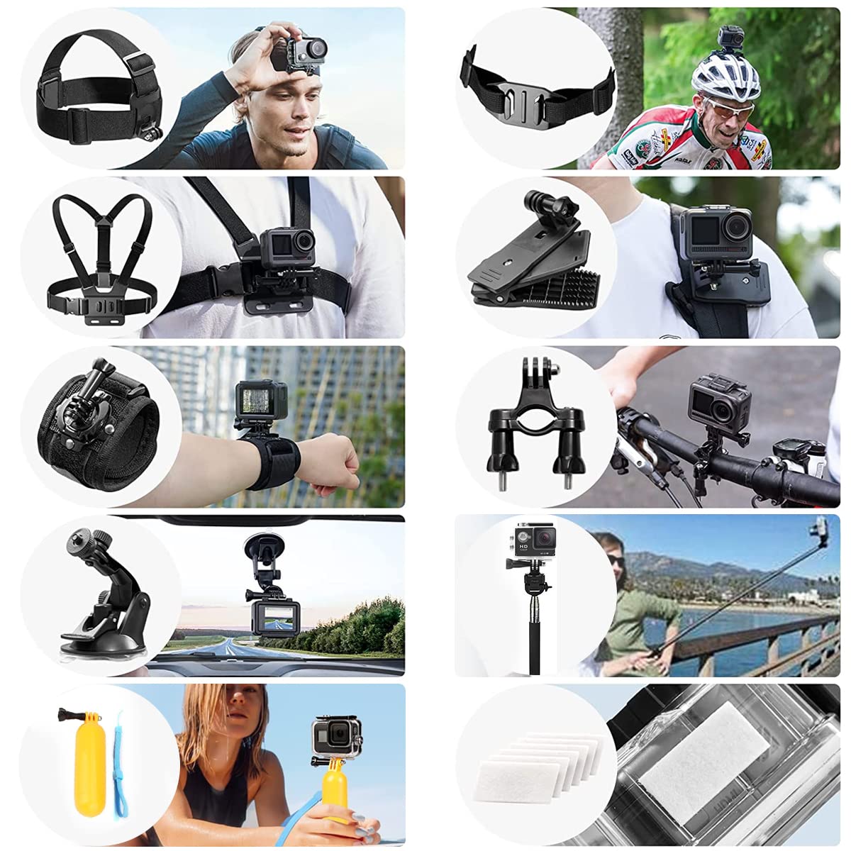 ZORBES® 53 in 1 Camera Accessories Kit for Gopro Hero 11 10 9 8 7 6 5 4 3+, 53 in 1 Go Pro Black Bundle, Mount Set for Go Pro Fusion Silver Max Session or Akaso or DJI Osmo