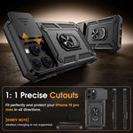 ZORBES® Phone Case with Stand for iPhone 16 Pro Max with Camera Protection, Heavy Duty Shockproof Protective iPhone 16 Pro Max Case, TPU iPhone 16 Pro Max Back Cover with Slide Camera Cover