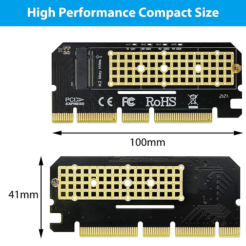 Verilux NVMe Adapter PCIe x16 for M.2 SSD 2230 2242 2260 2280 | with Gel Pad and Screwdriver