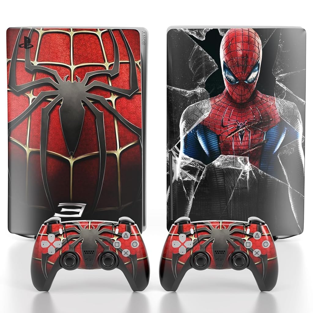 Verilux Skin Cover Sticker for PS5 Disc Edition with Matte Vinyl Texture | Spider-Man Design