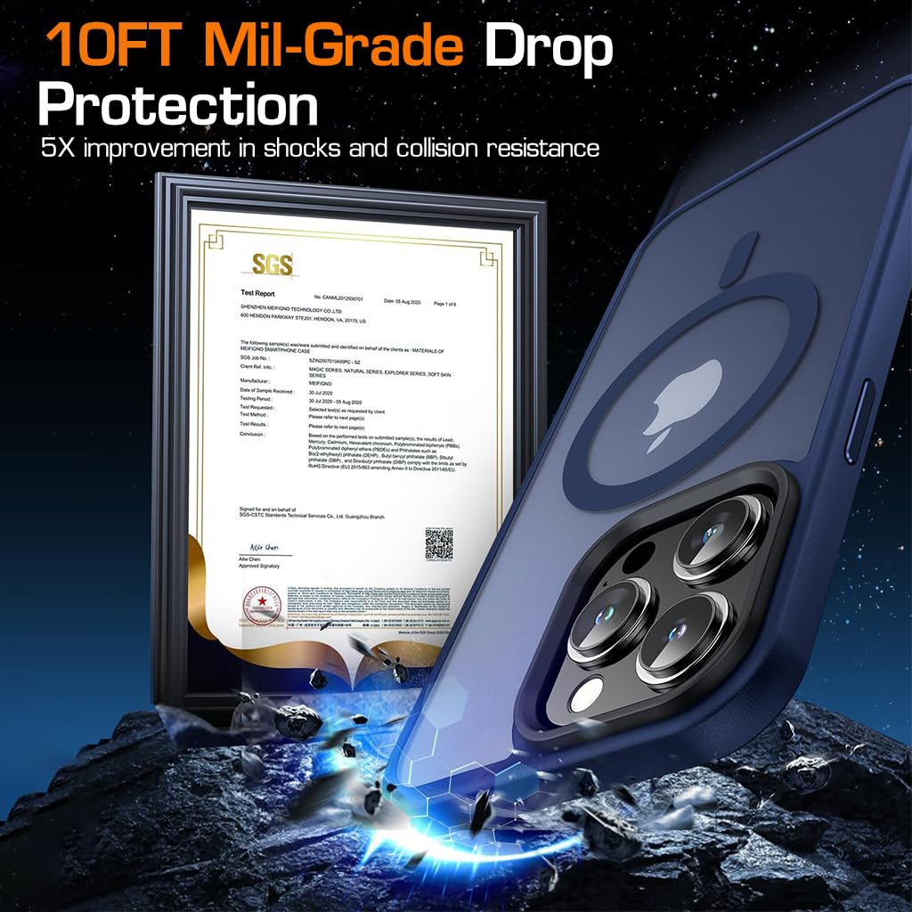 ZORBES® Phone Case for iPhone 15 Pro Anti-Scratch Rubber Framed Phone Cover with Metal Button Cover, Magnet Ring Design Compatible with MagSafe Full Protection Phone Case for iPhone 15 Pro 6.1", Blue