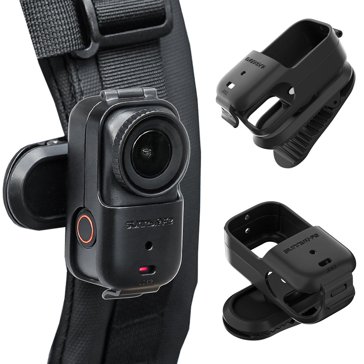 ZORBES® Compatible with Osmo Nano, Clip-on Mount Rotatable Enclosed Cover Mount with Back Clip for Shoulder Strap, POV, Travel