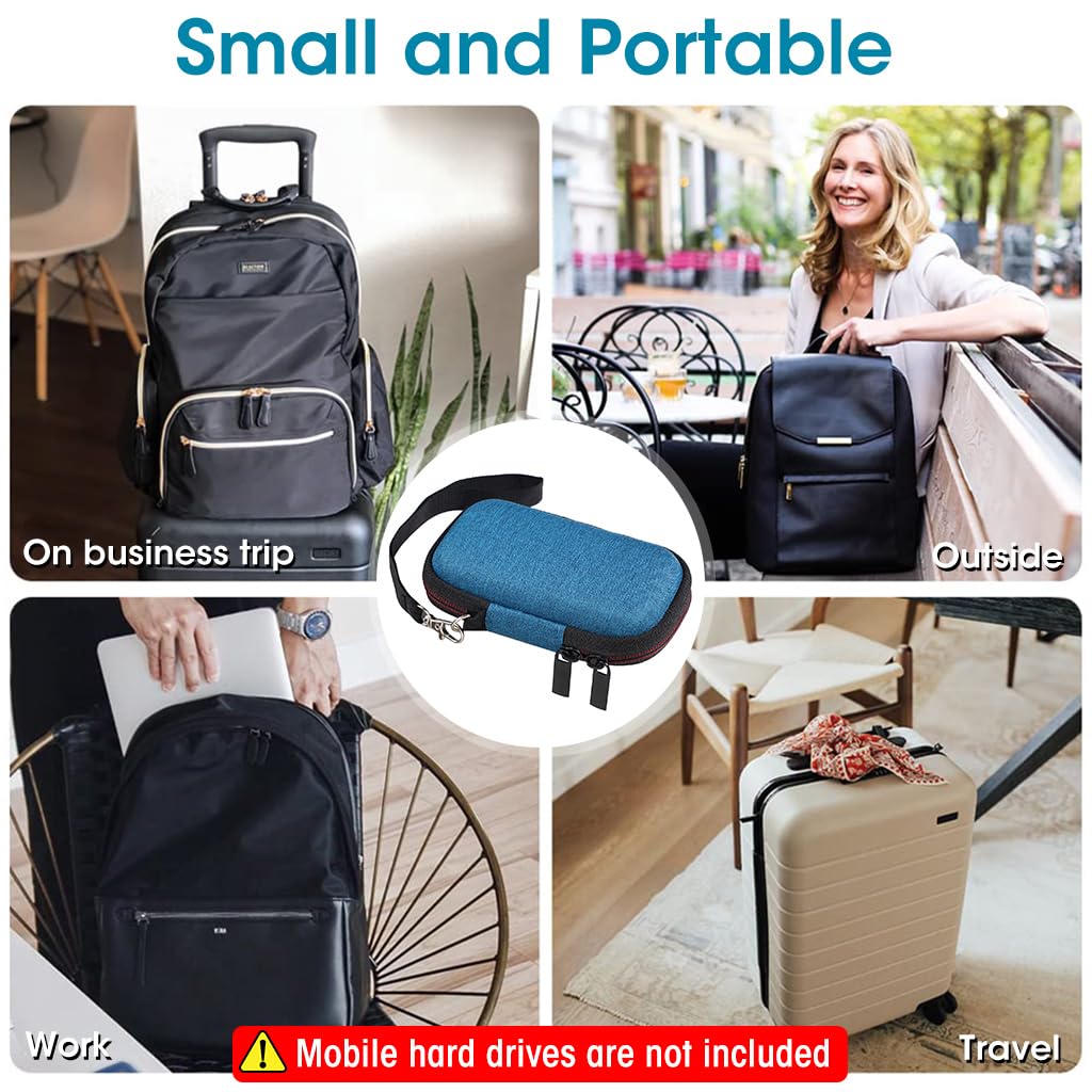 Verilux® Carrying Case for SSD Storage Bag for SanDisk 500GB 1TB 2TB 4TB SDSSDE61 SDSSDE60 EVA Waterproof Travel Bag No SSD Included Dark Blue 3PCS