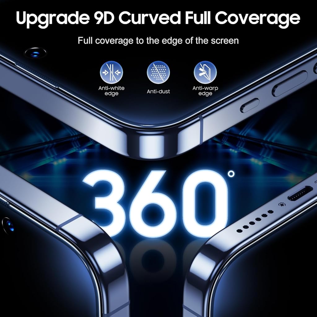 ZORBES® 2 Pack for iPhone 15 Pro Max Privacy Screen Protector Automatic Dust Removal 6.7 inch 9H Full Coverage 3PCS