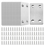 Serplex® 20Pcs Stainless Steel Metal Straight Brace Mending Plates 2.4x1.5 inch, 1.3mm Thick, Pre-Punched Flat Brackets with Screws for Cabinet, Shelf, Wooden Crafts, Repairs & DIY Projects, 2.4"x1.5"