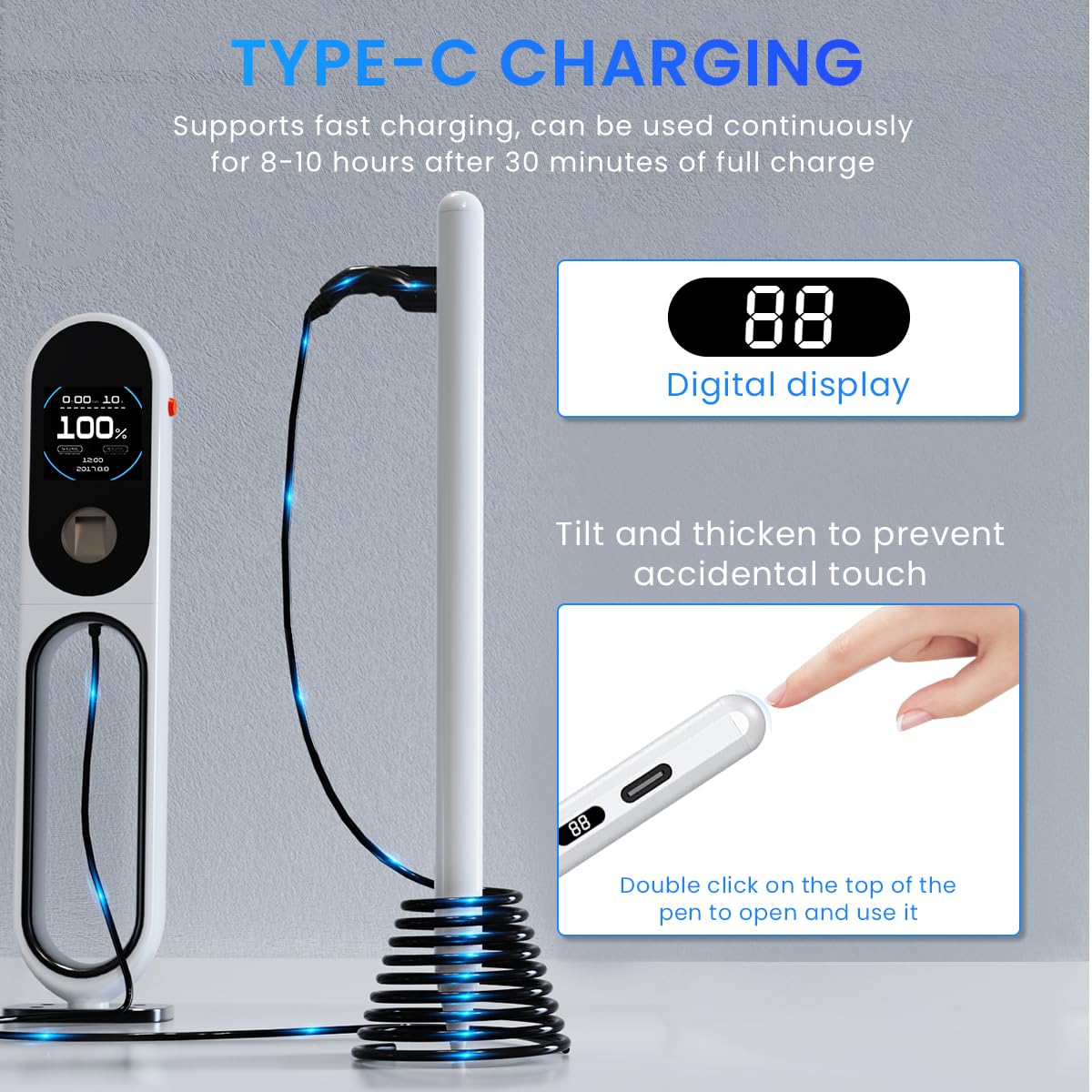 Verilux® Stylus Pen for iPad 2018 and Later iPad Pencil with LCD Power Display High Precision & Double Tap ON/Off Pencil & Palm Rejection for Apple Tablet Smart Pen for Tablet with Tilt Sensitivity