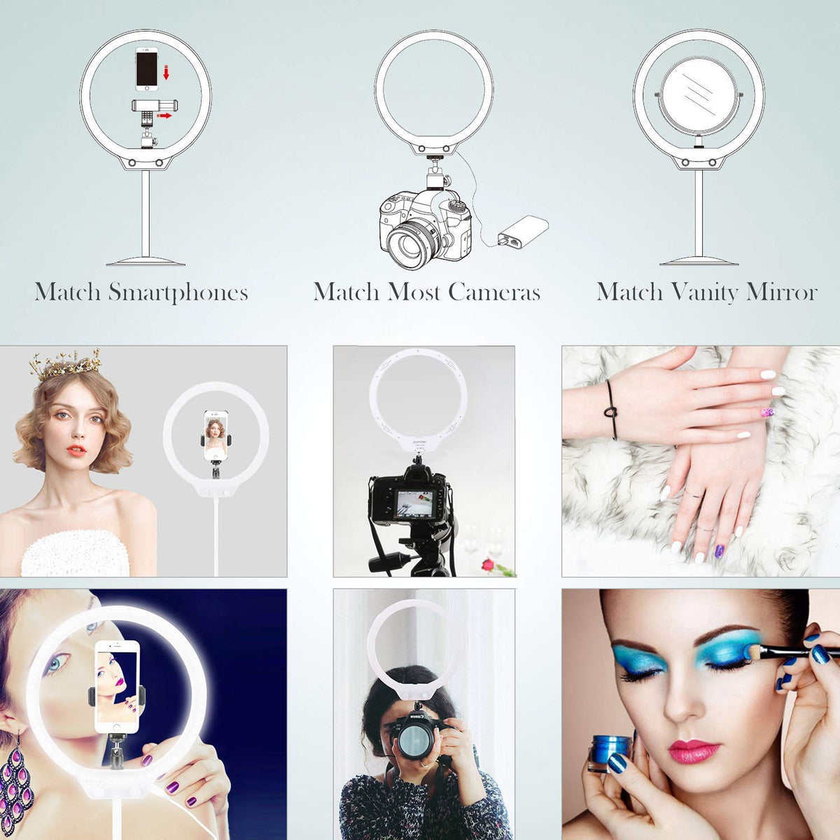 Zeitel® Smartphone Live Ring Light Multi-Functional Photography Fill Light Desktop Beauty Light for Selfie (White)