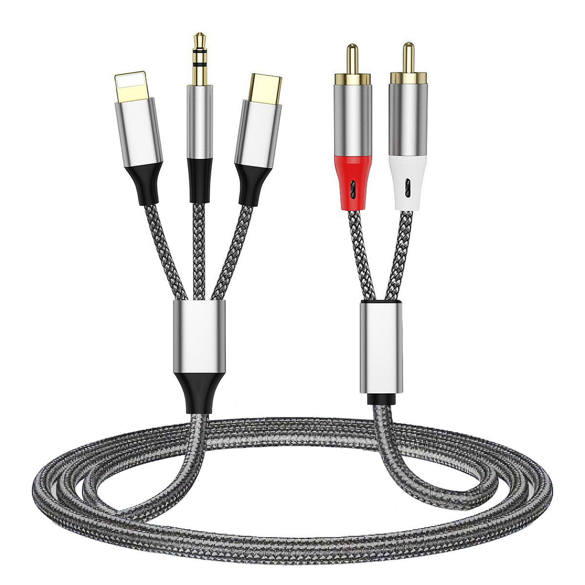 ZORBES® RCA to 3.5mm, 2 Male RCA to USB Type C/Lightnning Cable/Aux Audio Cables