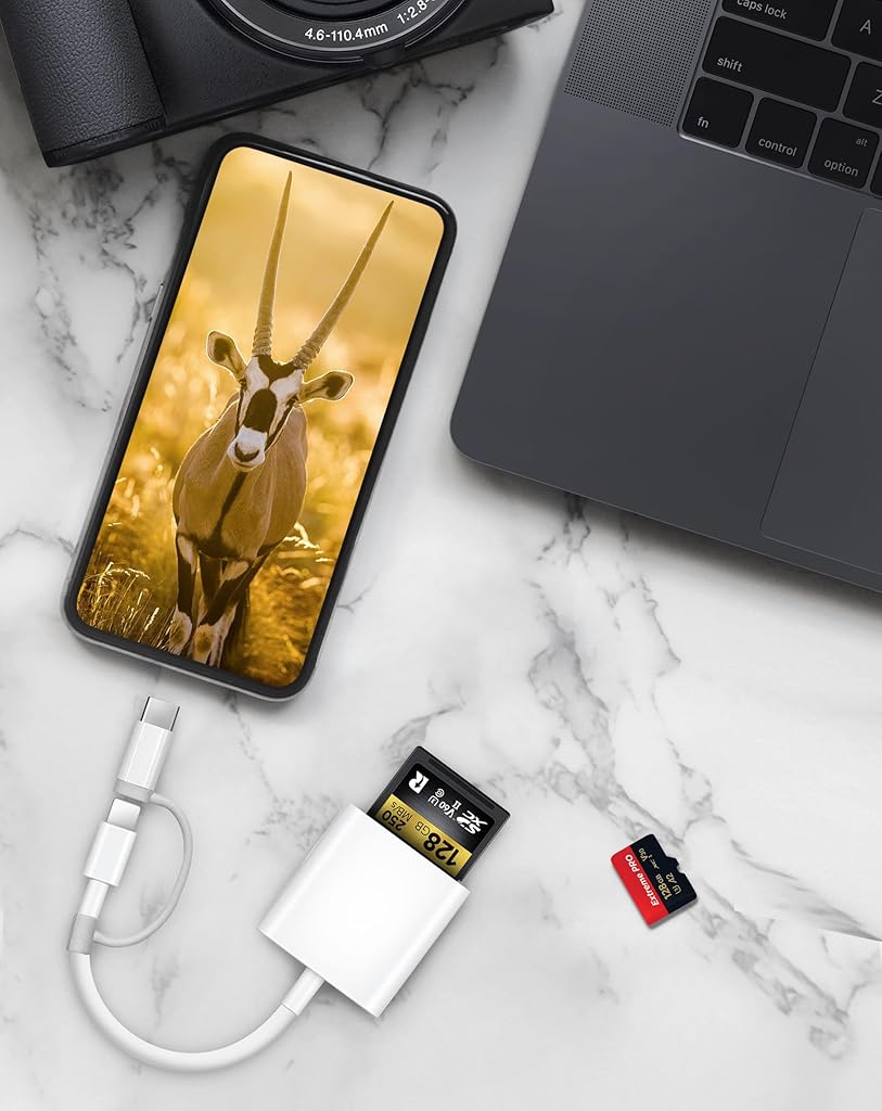 ZORBES® SD Card Reader for iPad, Lightening& USB-C Dual Connector Memory SD Card Adapter