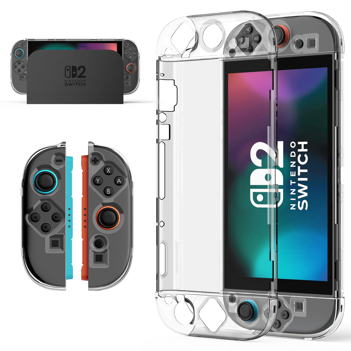 ZORBES® Transparent Protective Grip Case Compatible with 2025 Nintendo Switch 2, Anti-Scratch, Hard PC Cover for Nintendo Switch 2 Console & Joy-Cons, Clear