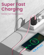 Verilux Type C to Type C Cable for Fast Charging and Data Transfer 6.6ft with Silicone Coating | Pink