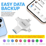 Verilux Pendrive 256GB for iPhone and Android with 4 in 1 USB Type-C Design | Aluminum Body
