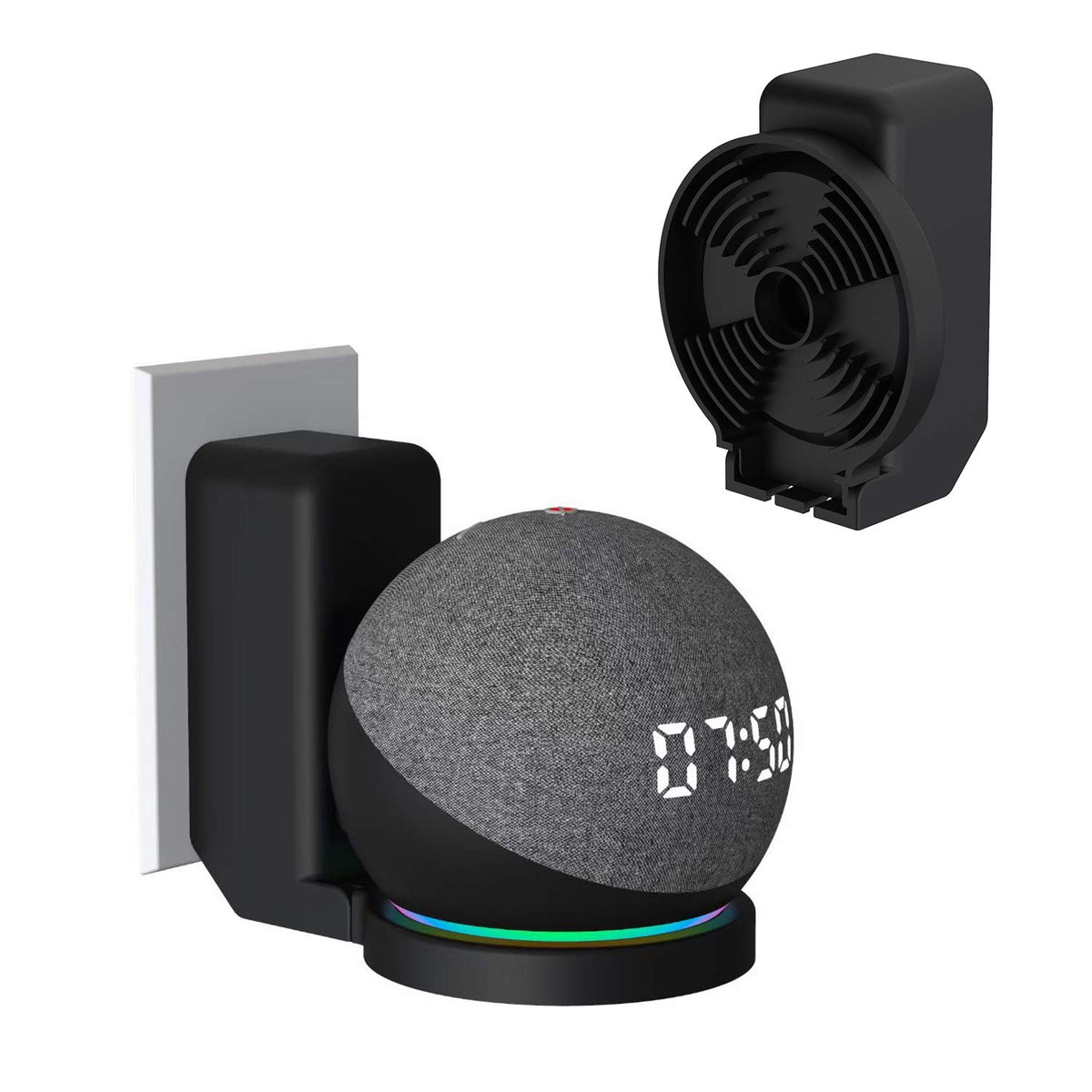 ZORBES® Wall Mount for Alexa Echo Dot 4th Generation, Space-Saving Solution Wall Holder with Cord Management for Your Smart Home Speakers, Alexa Echo Dot Accessories (Holder Only, Black)