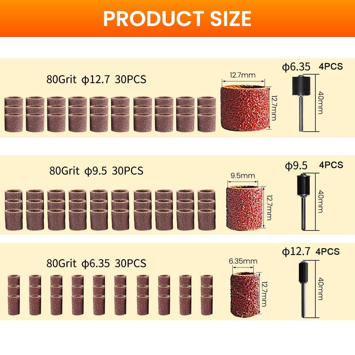 Serplex 102-Piece 80-Grit Sanding Drum Set