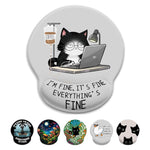 ZORBES® Mouse Pad with Wrist Support, Funny Cat Ergonomic Mouse Pad with Wrist Support I'm Fine Motivational Memo Design, Soft Gel Rest, Non-Slip Mouse Mat for Office & Home