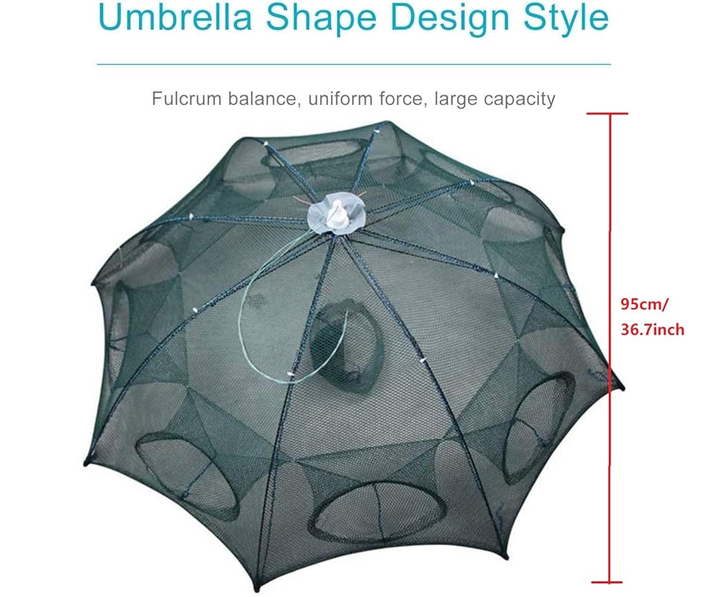 ZORBES® Fishing Net,Fish Net,Bait Fish Trap Cast NetFolded Angling Outdoor Appliance(8 Sides 8 Holes)