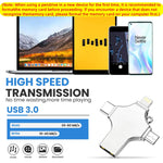 Verilux Flash Drive 64GB for iPhone and Android featuring 4 in 1 USB Connectors | Metal Body