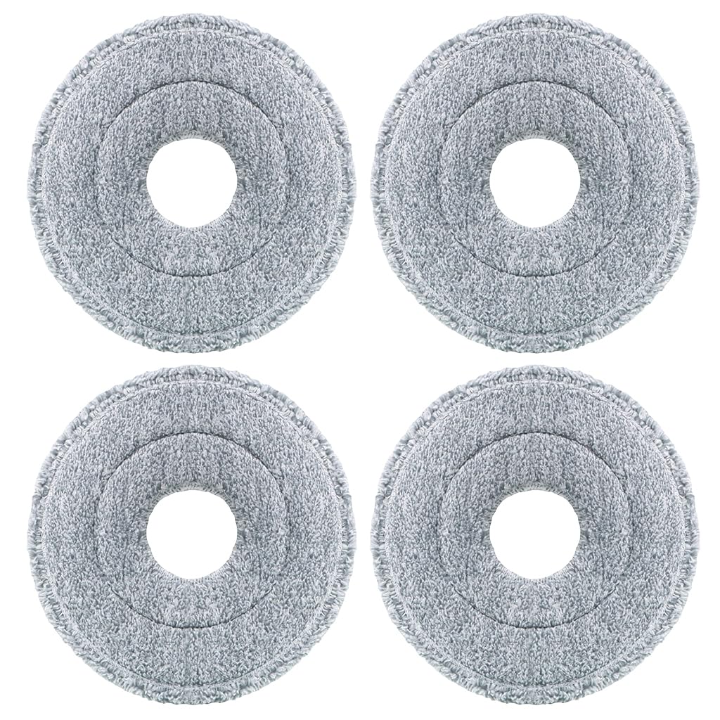 Verilux® 4Pcs Microfiber Mop Pads 9.84 Inches Round High Absorbent Microfiber Mop Pads Replacement for Rotary Mop Wet Dry Use Microfiber Mop Pads, Compatible Most Round Spin Mop & Bucket