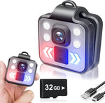 Verilux® Action Camera 1000mAh Vlogging Camera for Youtubers 1080P Wireless Body Camera with IP65 Wearable Video Recorder Built in 32G Micro SD Card Mini Micro Spy Camera with 3 Modes Flashlight