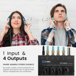 ZORBES® Headphone Amplifier Portable Headphone Mixer 4 Channel Stereo Audio Amplifier Balanced Headphone Mixer Headphone Amplifier for Studio, Podcasting, Professional Music Produce