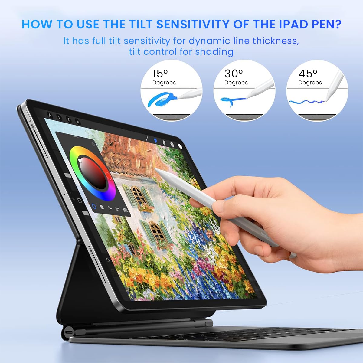 Verilux Stylus Pen for iPad 2018 and Later with LCD Power Display & Palm Rejection | Tilt Sensitivity
