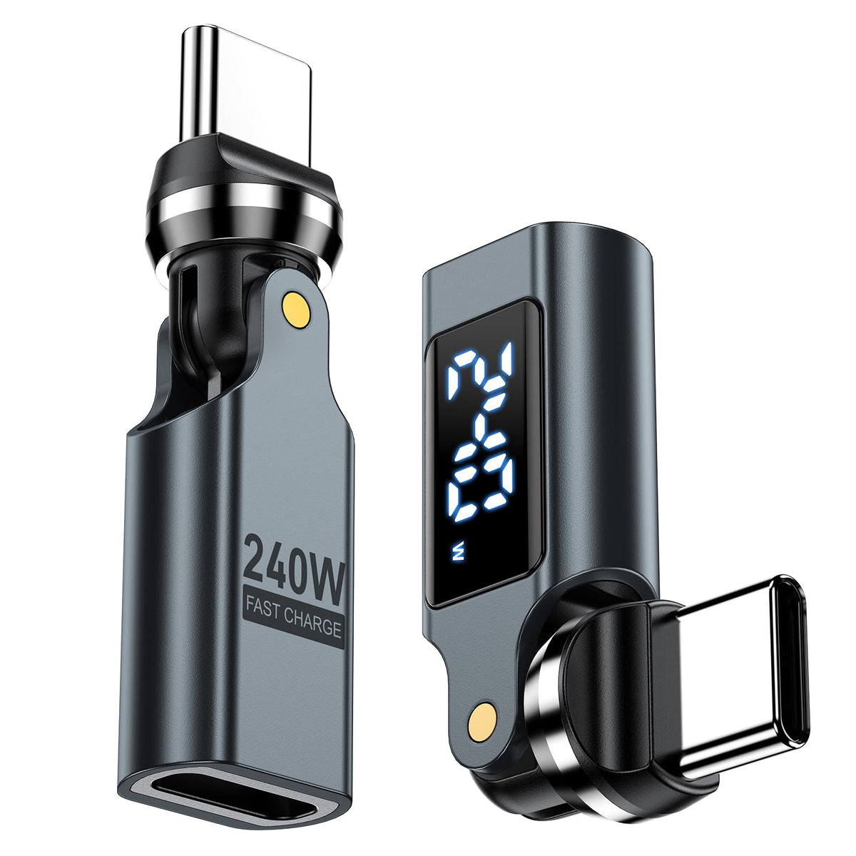 ZORBES® USB C Adapter 240W Degree Adapter with LED Digital Display USB C Connector for Smartphones Laptops Tablets Gaming Use