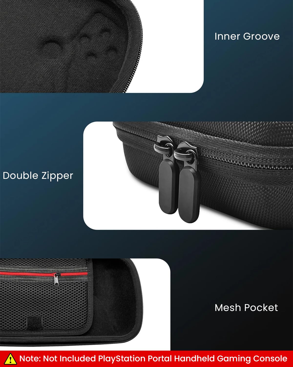 Verilux Carrying Case for PlayStation Portal with Mesh Zipper Pouch and Handle | Hard Travel Storage Bag