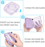 ZORBES® Instax Mini 11 Case Cover, Crystal Protective Camera Case for Fujifilm Instax Mini 11, Easy Install Clear Hard Shell Cover with Removable Rainbow Shoulder Strap for Intex Camera 11 Mini