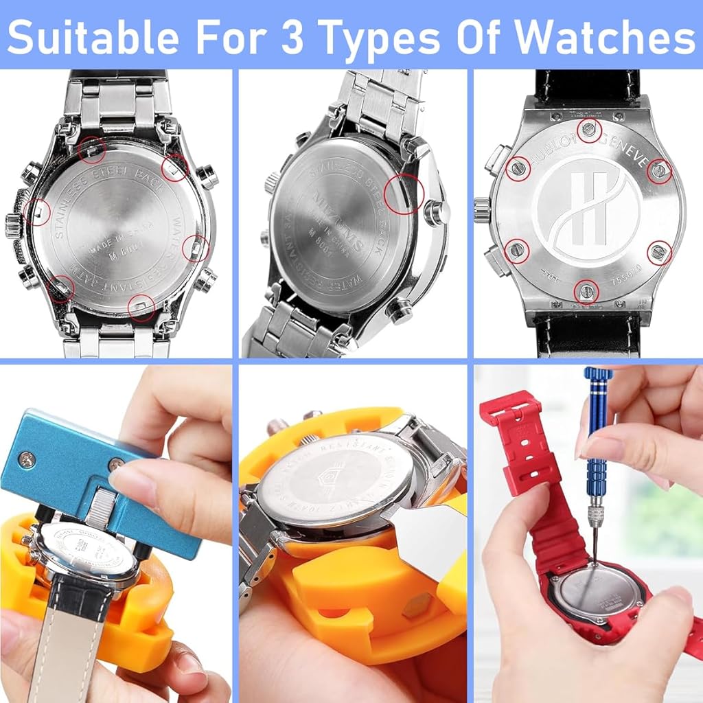 Serplex® Watch Repair Kit Watch Repair Screwdriver Set for Battery Replacement, Strap Adjustment, Back Case Opening Multipurpose Essential Tools for Watch Repair Kit with Tool Bags