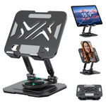 ZORBES® iPad Stand Tablet Holder for Desk,360° Rotation Metal Base Dual Rod Adjustable Height Holder,Compatible with 4.7-15.9" iPad Pro/Air/Mini,eReader