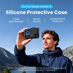 ZORBES® Compatible with D-JI Osmo Action 6, Action Camera Silicone Cover Protective Skin Cover with Detachable Lens Cover, Silicone Wrist Lanyard, Anti-Scratch Action Camera Accessories