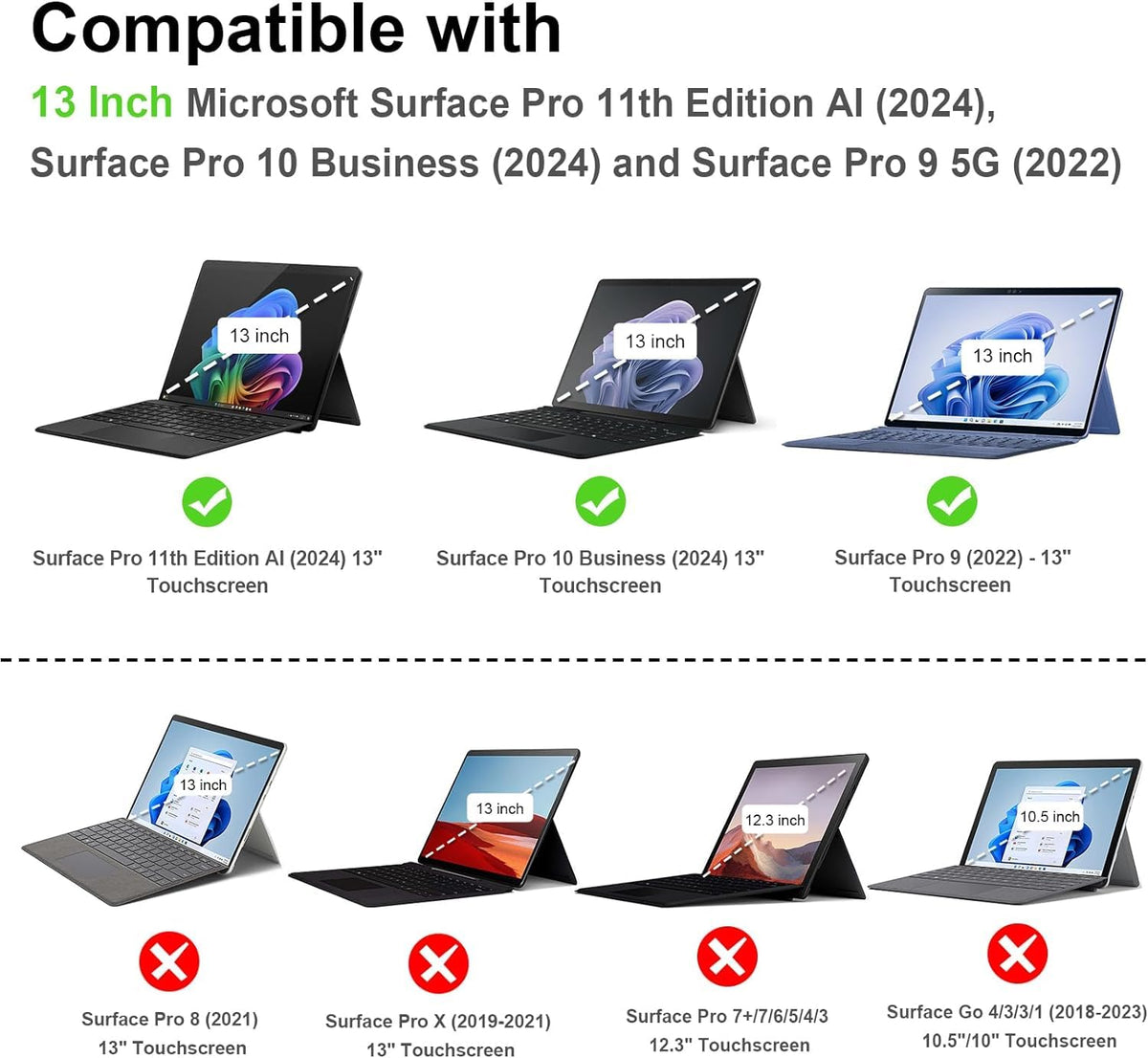 ZORBES® Tablet Cover for Surface Pro 9 Protective Surface Pro 9 PU Leather Case 2 in 1 Surface Pro 9 Table Case with Anti-Slip Lining & Stylus Pen Desing Fashion Embossing Cover for Surface Pro 9