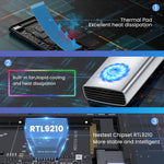 Verilux® M.2 NVME SSD Enclosure with Fan, USB 3.1 10Gbps Tool-Free M.2 SSD Enclosure Aluminum Alloy M.2 SSD Case Supports M, B&M Keys, Supports 2230/2242/2260/2280, Up to 2TB Capacity