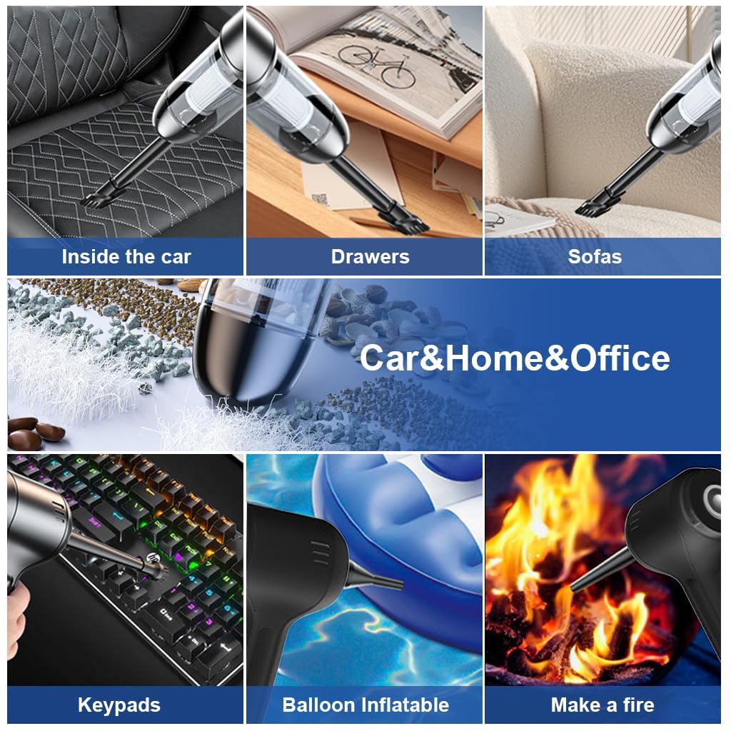 ZORBES® Car Vacuum Cleaner-Wireless Handheld Car Vacuums with Best Suction,Brushless Motor 19000PA High Power,3 in 1 Mini Portable Vacuum Cleaner Cordless for Home,Office,Kitchen,Cars