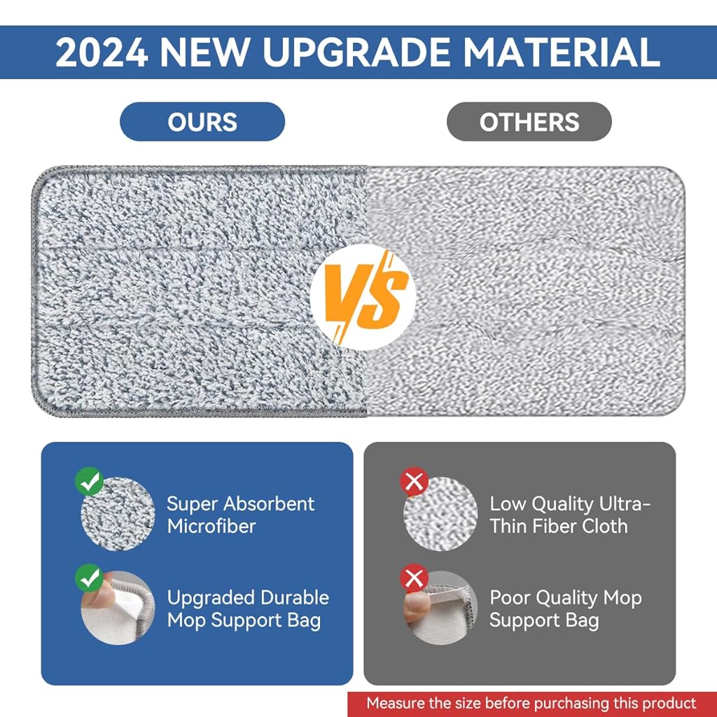 Verilux® 8Pcs Replacement Mop Pads for Floor Flat Mops 12.99''x 4.72'' Wet & Dry Use Stick-on Microfiber Mop Pads Washable Mop Pads Universal Replacement Mop Pads