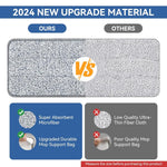 Verilux® 8Pcs Replacement Mop Pads for Floor Flat Mops 12.99''x 4.72'' Wet & Dry Use Stick-on Microfiber Mop Pads Washable Mop Pads Universal Replacement Mop Pads